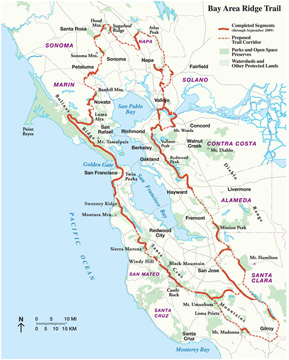 Map of the Bay Area Ridge Trail
