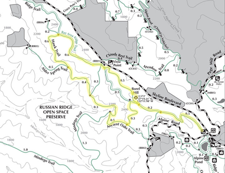 Trail map for Russian Ridge